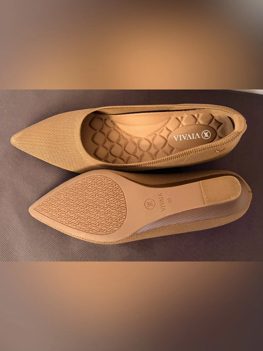 VIVAIA Wedge 2.0 ARIA Pointed Toe Brown Knit Comfort Heels Size 8.5 US 39EU NEW